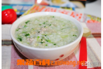 青菜肉末二米粥