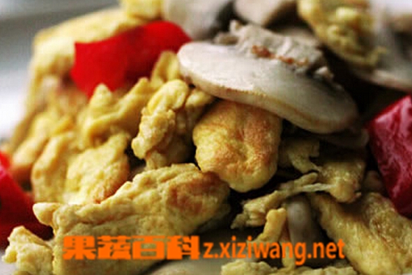 果蔬百科草菇炒鸡蛋